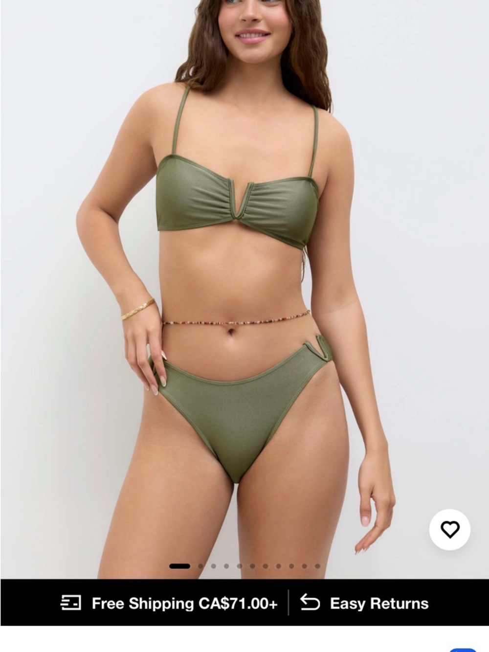 Cider Olive Green V-Notch Bikini Set